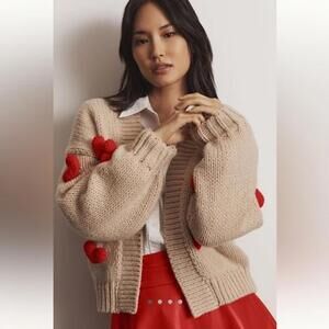 NWOT Anthropologie Maeve The Susannah 3D Heart Cardigan Sweater One Size